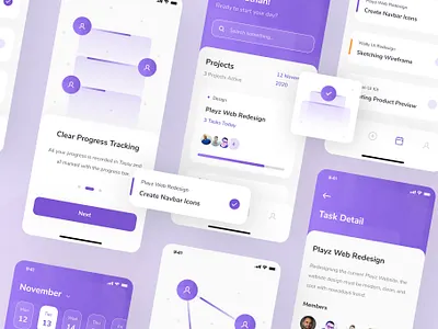 Tassy - Task Management App UI Kit app application design illustration interface ios kit minimal mobile simple task management task manager template ui ui design ui kit ui8 uiux ux ux design