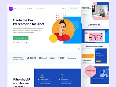 Landing Page StartDeck app blue clean design deck design fun landing page landing page ui presentation ui uidesign uiux ux webdesign website