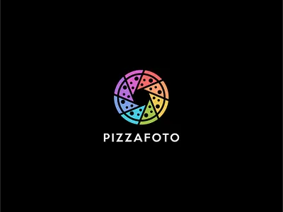 Pizzafoto Logo Design abstract logo branding design flat design logo logo designer minimalist logo photography logo pizza pizza logo vector