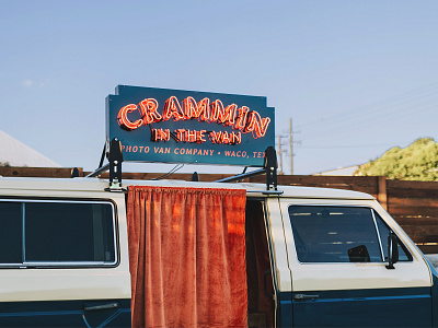 Crammin' In The Van adventure analog neon neon sign photo photo booth retro sign design type typography van vanagon vintage vw