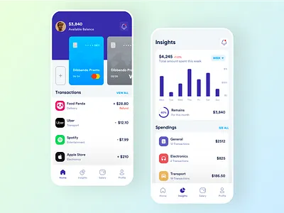 DigiPay Fintech Mobile App Design amount b2b balance card development finance app financial fintech insight mobile mobile app mobile app design money product transaction transactions transfer ui uiux