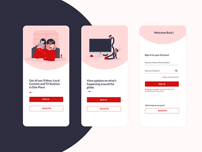 Viusasa onboarding app design flat minimal ui ux