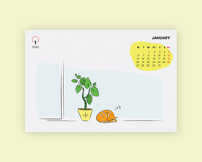 2020 calendar page january .ai 2020 2020 design 2020calendar 2021 2d animation calendar design cat design illustration inspiration page plant snow vector window winter