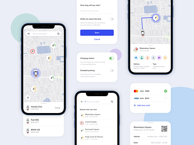 Parking App car credit card direction location map mobile parking parking app payment ui ux