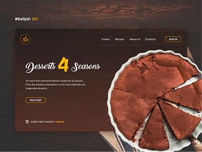 Landing Page Website Events 003 clean ui daily ui dailyuichallenge design desserts events illustration landing landing design landing page landing page design page recipe ui ux web web design website website design
