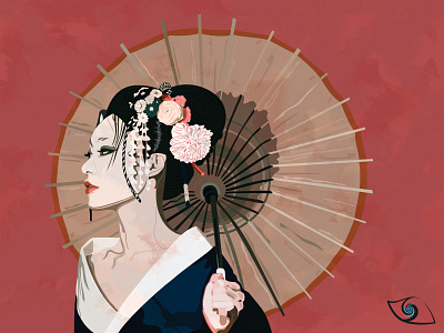 ＊* ✩ *˚ Geisha ( ﹷ ﹷ ❀ུ۪ *:･ﾟ✧*:･ﾟ affinity designer asian beauty daily digital art digital illustration digital painting digital portrait flat illustration geisha illustration vector vector illustration woman woman illustration woman portrait