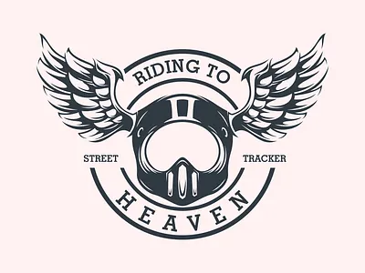 riding to heaven branding character characterdesign harley davidson illustration illustrator logo logodesigners mascot motorcycle tracker