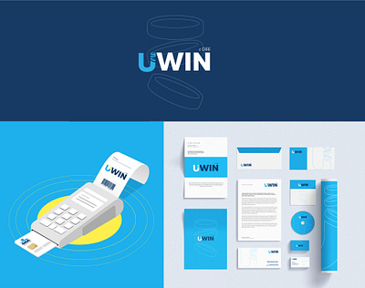 Uwin advertising blue bonus branding coins logo logodesign loyal money payment payments pos print procreate terminal vectors yellow