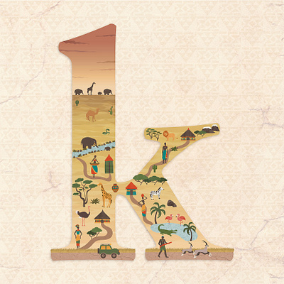 K #36 Days of Type 36 days of type 36daysoftype africa animals art color culture desert design font graphic design illustration illustration design k kenia lettering texture typeface typography warm