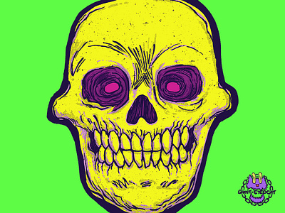 Vintage Skull halloween horror illustration illustrator neon neongreen skeleton skull vintage