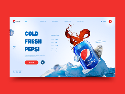 PEPSI HOME PAGE REDESIGN beverage design clean cold concept creativity dailyui design e commerce fresh homepage landing minimal pepsi popular redesign ui uxdesign webdesign website