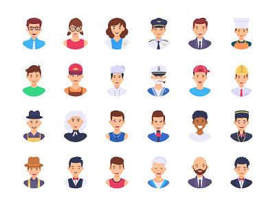 Flat Avatar Vectors accountant anchor artwork avatar boy businessman chef construction face farmer girl illustration judge lady lawyer policeman profession professions sportsman waiter