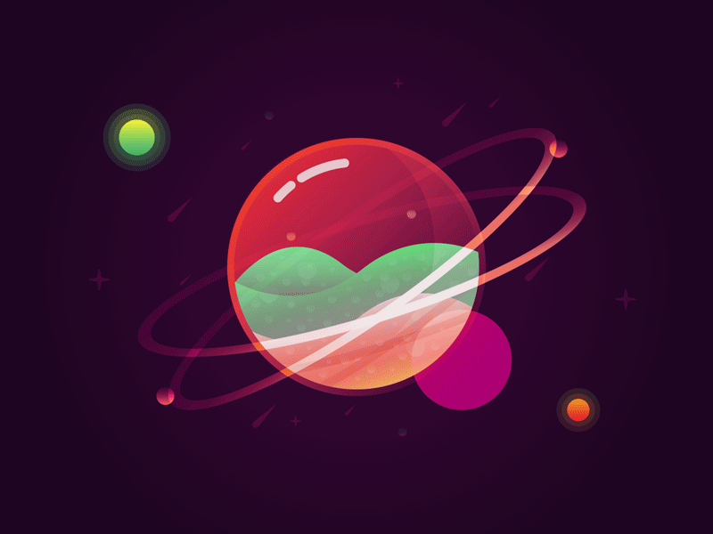 Vector Planet animated gif animation flat design gif glow graphic design illustration illustrator motion planet rebound red shine space vector vector illustration
