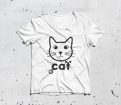 Cat T-shirt design flat illustration t shirt mockup typography