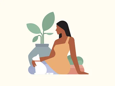 Serenity 2d cat character characterdesign covid covid19 design flat illustration peace plants stress vector