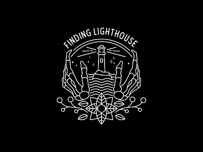 FINDING LIGHTHOUSE art artwork badge branding clothing illustration lineart logo monoline vintage