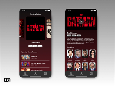 Film Trailers app concept app batman film film app trailers ui app ui inspiration uidesign uiinspiration