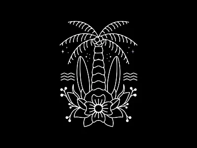 COCONUT SURF art artwork beach classic clothing illustration lineart linework monoline nature surf vintage