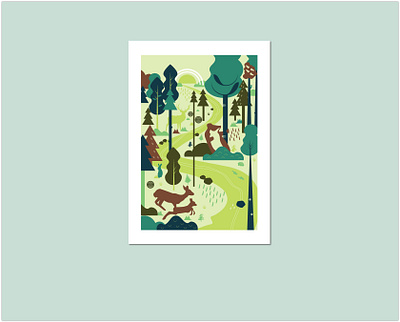 "In the wood" poster animals illustrated colors poster vector web illustration