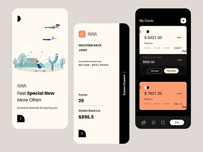 Wallet UI balance clean color coupon credit card ios app light theme mobile app money points product design typography ui ui ux user experience user experience design user interface ux wallet walletapp