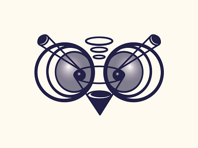 Space owl :-) animal bird blue icon logo mark owl owl illustration