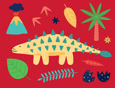 Ankylosaurus ankylosaurus dino dinosaur dinosaurs dinosaurus egg footprints icon leaves minimal palmtree vector volcano