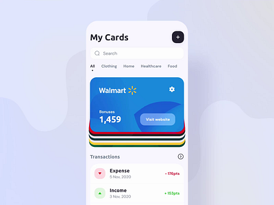Discount app adobe xd aftereffect animation cards design cards ui discount ui wallet