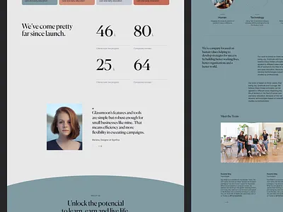 Glassmoon — Homepage Testimonial branding canela cards elegant glassmoon interior minimal numbers pastel significa team tech testimonial ui