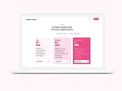 Pricing Page concept design minimal mockup pricing page webdesign