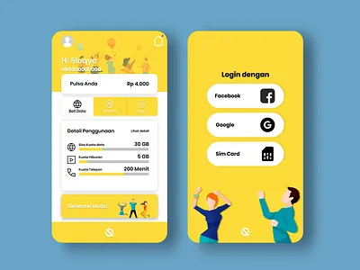 Data Packet Information UI UX art branding data illustration mobile phone ui ui design ux yellow young