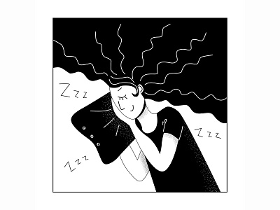 Sleeping adobe illustrator black black and white blackandwhite character character design design dreaming flat illustration modern design sleeping textured vector