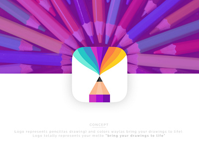 Drawing Mobile App logo / icon app app icon app logo branding colorful design designergadhvi flat flatdesign icon identity logo logomark minimal modern pencil ui ux vector