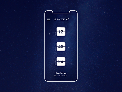 SpaceX countdown - Daily UI n°014 app design countdown counter daily ui dailyui dailyuichallenge launch nasa neumorphism ui space spacex ui