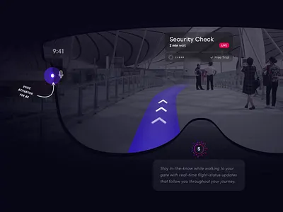 The Future of AR at the Airport ae after effects airport animation app apple art design glasses icon info iphone logo mic plane security smooth ui ux voice
