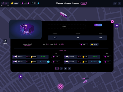 Game Dashboard AmbuDispatch ambulance construction dashboard design emergency game hospital management app purple route dashboard splash screen uiux vehicle web app