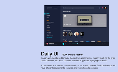 Daily UI - 009 Music player daily 100 challenge daily ui 009 dailyui dailyuichallenge design figma ui uidesign ux uxdesign