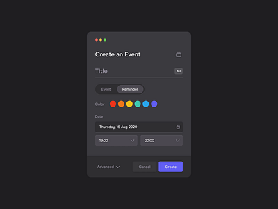 📅 Meeting Modal Creator application calendar color creator dark dashboard date desktop event interface meeting modal picker popover popup productdesign reminder schedule ui ux