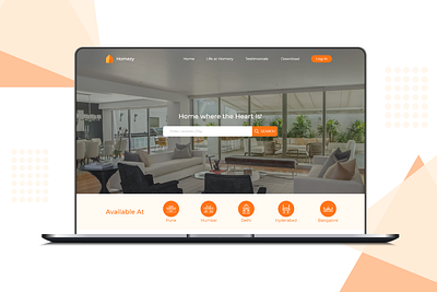 Homezy Co-Living Space app branding clean co living design logo minimal orange ui ux web website