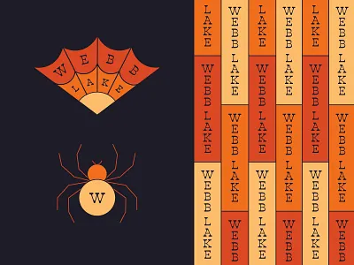 Webb Lake graphic illustration lake logo minimal pattern simplistic spider typography web