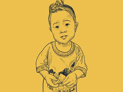 Bii baby cute design drawing hand drawn illustration niece photo vector vintage