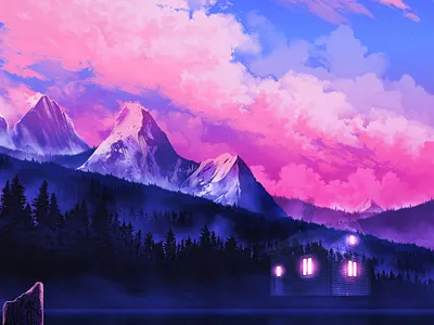 Haunted alexander wells atmospheric digital folioart forest illustration landscape mountains