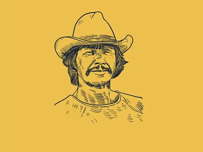 Charles Bronson cowboy design farm farmer hand drawn icon illustration ranch vector vintage