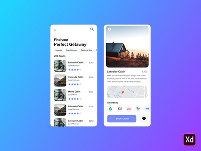 Cabin Rental adobexd dailyui design product design prototype ui design user experience ux