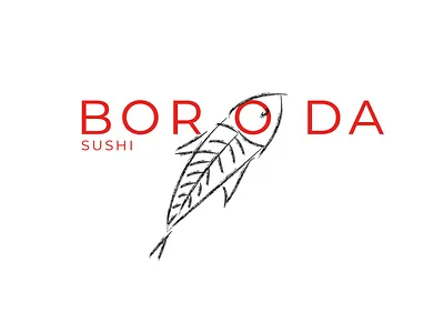 logo boroda sushi branding fish illustration logo red redesign sushi typography vector