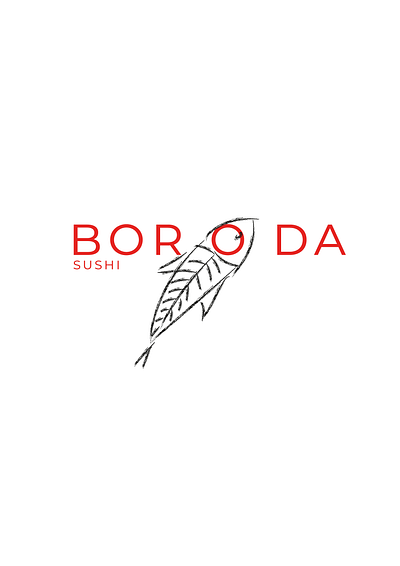 logo boroda sushi branding fish illustration logo red redesign sushi typography vector