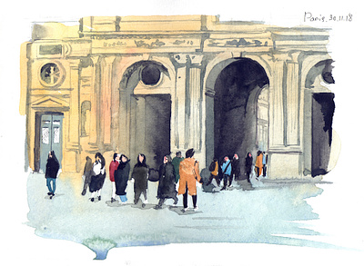 Louvre aquarelle art illustration sketch watercolor watercolour