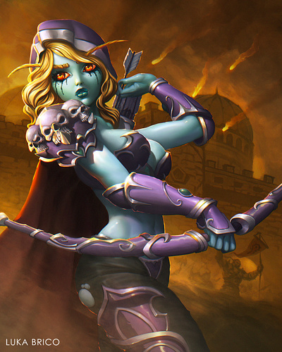 Lady Sylvanas Windrunner anime archer banshee blizzard cute elf fanart girl horde lordareon orcs shadowlands sylvanas undercity windrunner world of warcraft wow