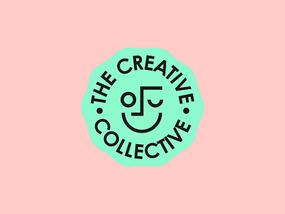 The Creative Collective badge creative logo design agency logo face face logo fun logo green