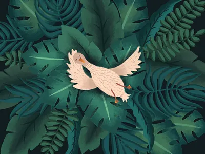 Cozy evening of Molly the duck. Recreation adobe photoshop art bird character digital art digital illustration drawing duck green illustration night relax summer