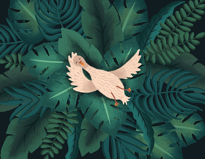 Cozy evening of Molly the duck. Recreation adobe photoshop art bird character digital art digital illustration drawing duck green illustration night relax summer